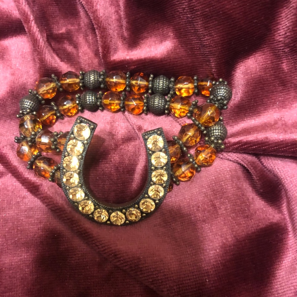 Horseshoe double band rhinestone bracelet